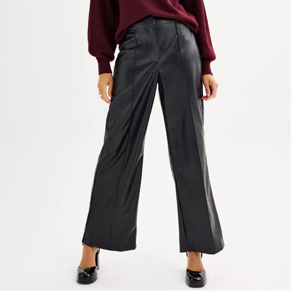 NEW Nine West Pleated Faux Leather Trouser. 14‎